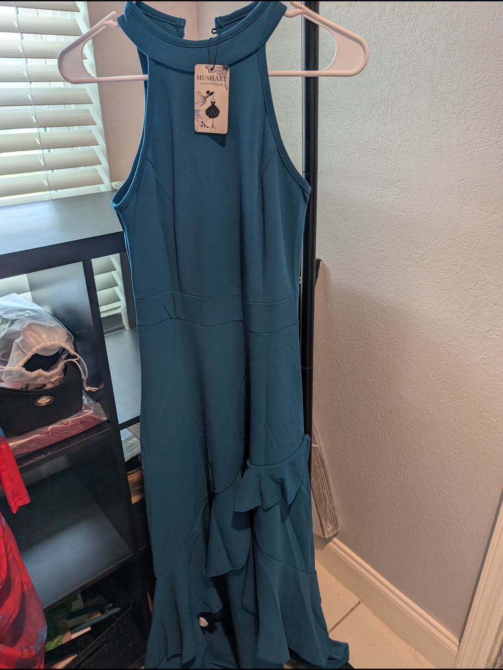Teal Ruffle-Hem Maxi Dress - Sleeveless Evening Gown